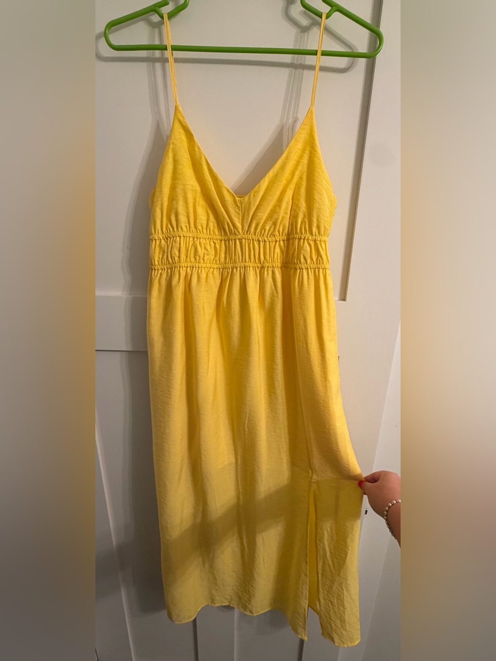 Eyeshadow Yellow Spaghetti-Strap Midi Dress